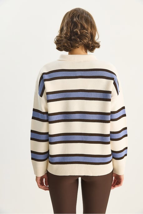 Polo-Kragen Langarm-Strickpullover - Image 6