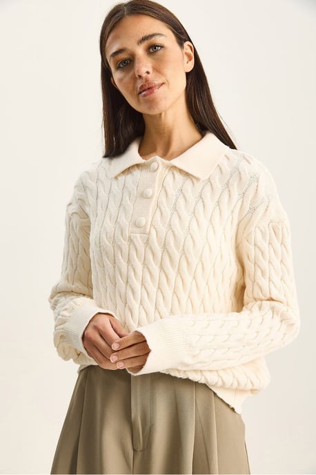 Dicker Zopf-Muster Polokragenpullover - Image 3