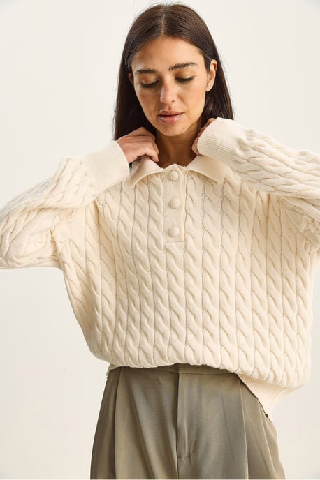 Dicker Zopf-Muster Polokragenpullover - Image 4