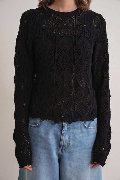 Strickpullover mit strukturiertem Muster und Rundhalsausschnitt - Image 5