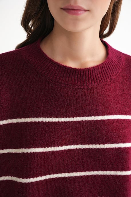 Gestreifter, lässiger Rundkragen-Strickpullover - Image 6