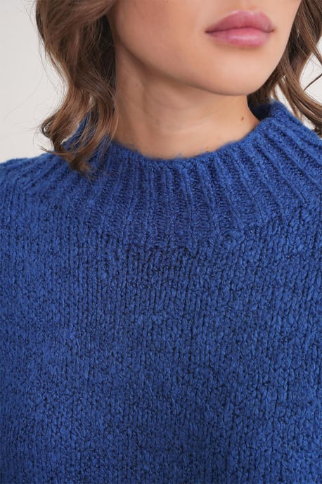 Lässiger Schnitt Rundhals Dickstrickpullover - Image 5