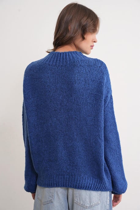 Lässiger Schnitt Rundhals Dickstrickpullover - Image 6