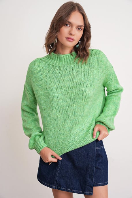 Lässiger Schnitt Rundhals Dickstrickpullover - Image 3