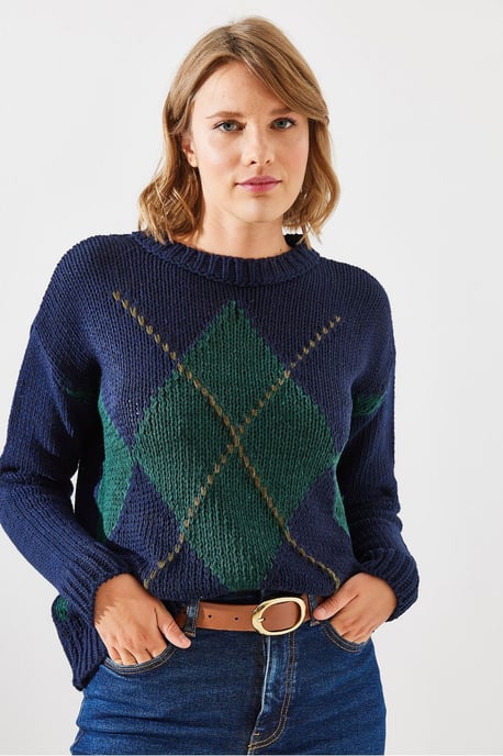 Pullover mit geometrischem Muster und Rundhalsausschnitt - Image 2