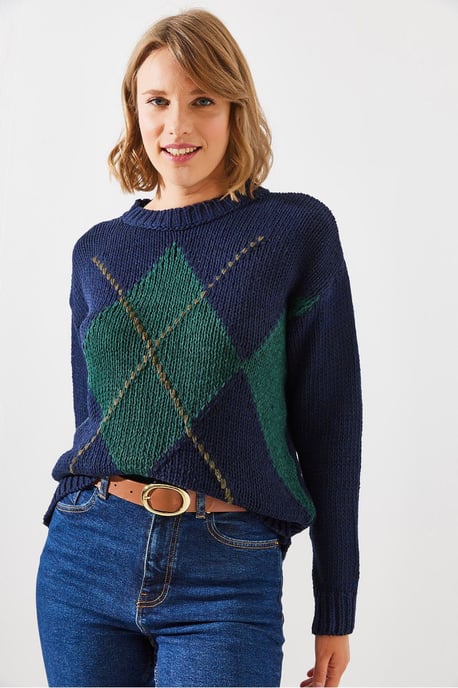 Pullover mit geometrischem Muster und Rundhalsausschnitt - Image 3