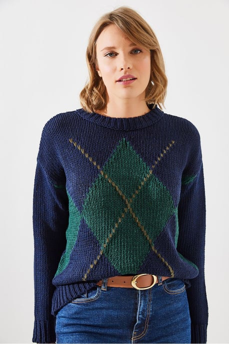 Pullover mit geometrischem Muster und Rundhalsausschnitt - Image 4