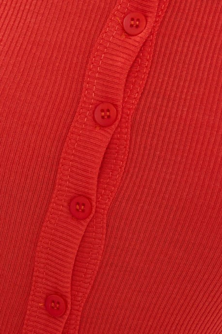 Rundhals Gewebtes Oberteil mit Knopf-Detail - Image 5