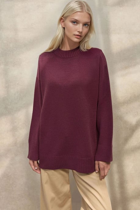 Dicker Strick Rundhalsausschnitt Langpullover - Image 6