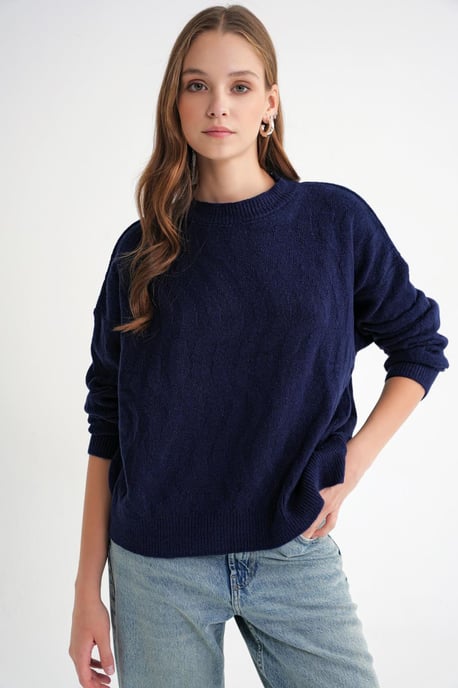 Rippstrickpullover mit Haarzopf-Muster - Image 1