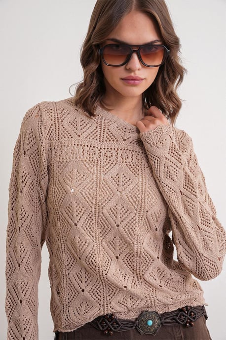 Strickpullover mit strukturiertem Muster und Rundhalsausschnitt - Image 1