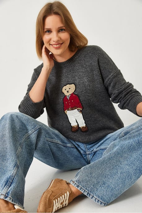 Bestickter Rundhals-Pullover mit langen Ärmeln - Image 2