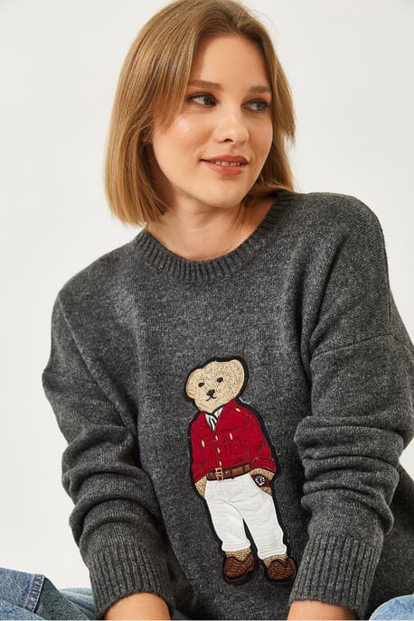 Bestickter Rundhals-Pullover mit langen Ärmeln - Image 3