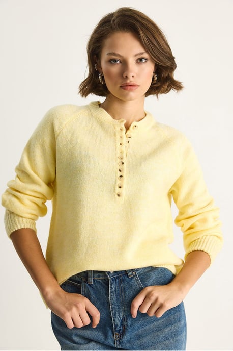 Knopfkragen Lässig Sitzender Strickpullover - Image 4