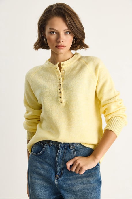 Knopfkragen Lässig Sitzender Strickpullover - Image 5