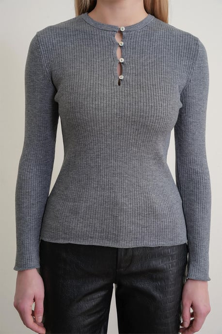 Knopf Detail Rundhalsausschnitt Pullover - Image 3