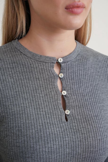 Knopf Detail Rundhalsausschnitt Pullover - Image 4