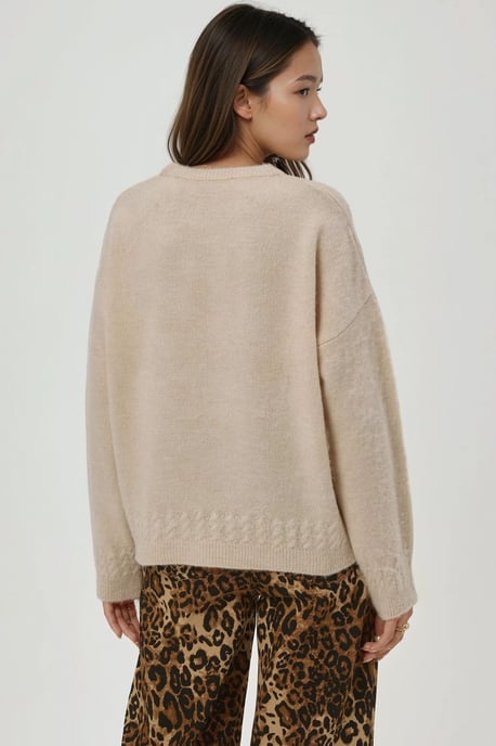 Geflochtener, detailliert strukturierter Rundhalsausschnitt-Pullover - Image 5