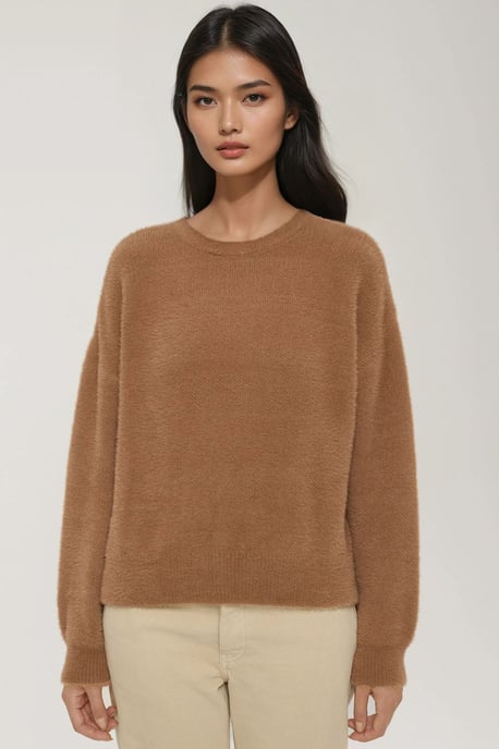 Bärtiger Rundhalsausschnitt Ultra Soft Touch Strickpullover - Image 1