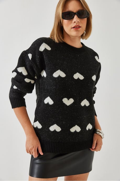 Acryl Rundhals Herzmuster Pullover - Image 2