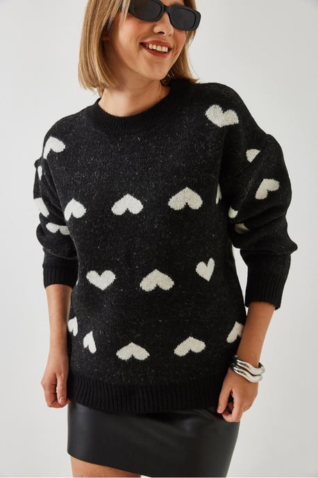 Acryl Rundhals Herzmuster Pullover - Image 3