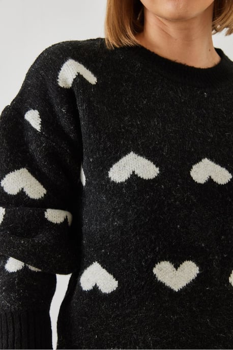 Acryl Rundhals Herzmuster Pullover - Image 4