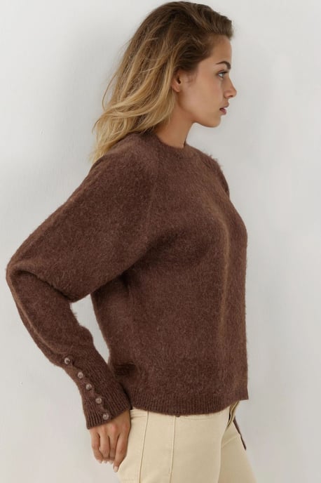 Weicher strukturierter Pullover mit Knopfdetails und langen Ärmeln - Image 2