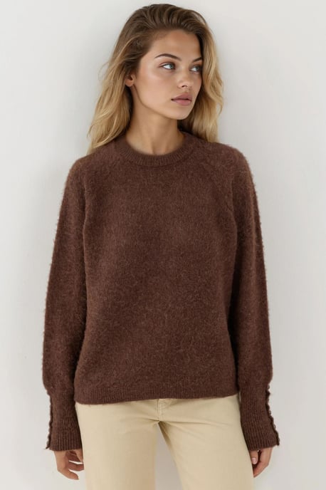 Weicher strukturierter Pullover mit Knopfdetails und langen Ärmeln - Image 6
