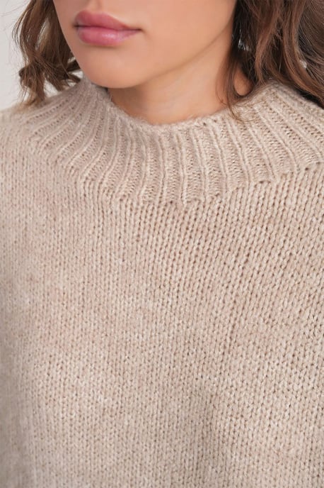 Lässiger Fit Rundhals Dickstrickpullover - Image 5