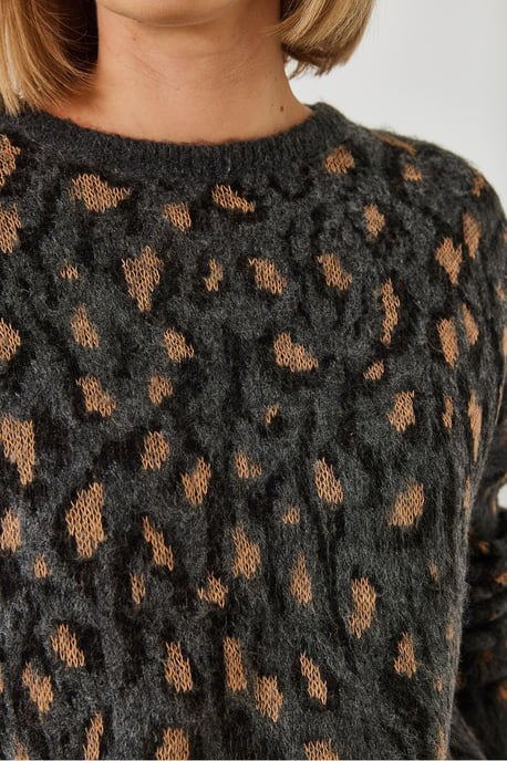 Leopardenmuster Rundhals-Pullover - Image 2