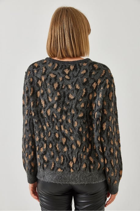 Leopardenmuster Rundhals-Pullover - Image 3