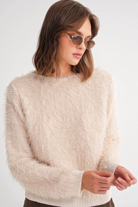 Weicher Plüschstruktur-Strickpullover - Image 4
