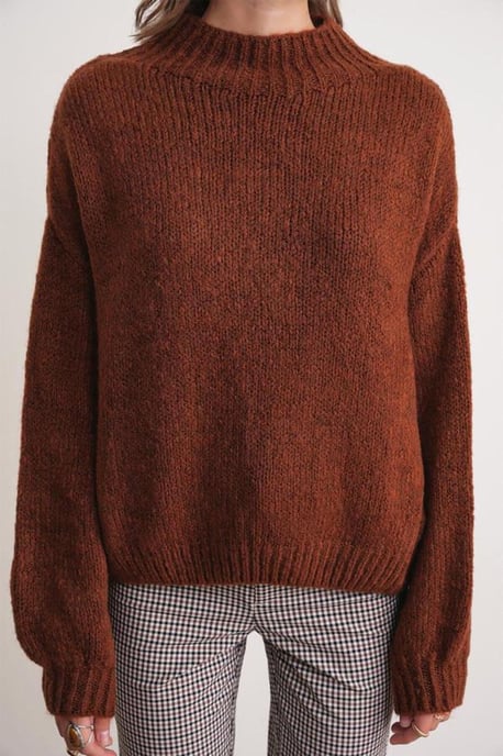 Lässiger Schnitt Rundhals Dickstrickpullover - Image 5