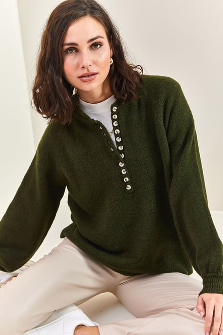 Knopfkragen Relaxed Fit Strickpullover - Image 2