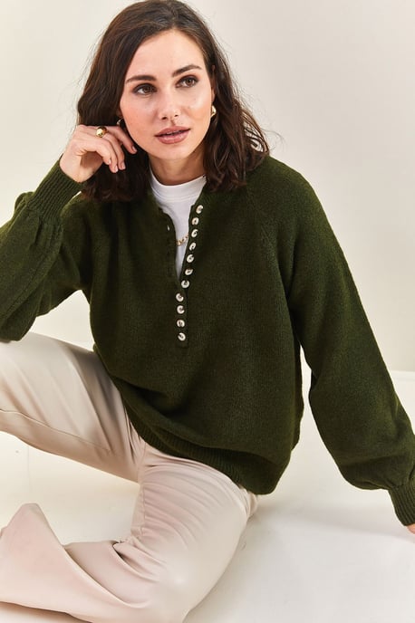 Knopfkragen Relaxed Fit Strickpullover - Image 4