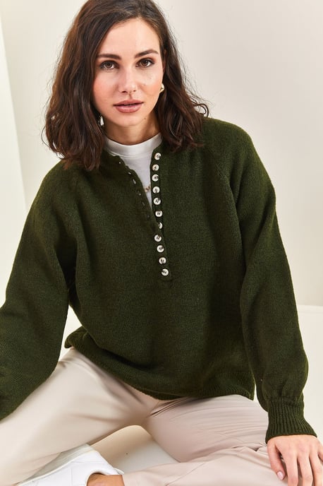 Knopfkragen Relaxed Fit Strickpullover - Image 6
