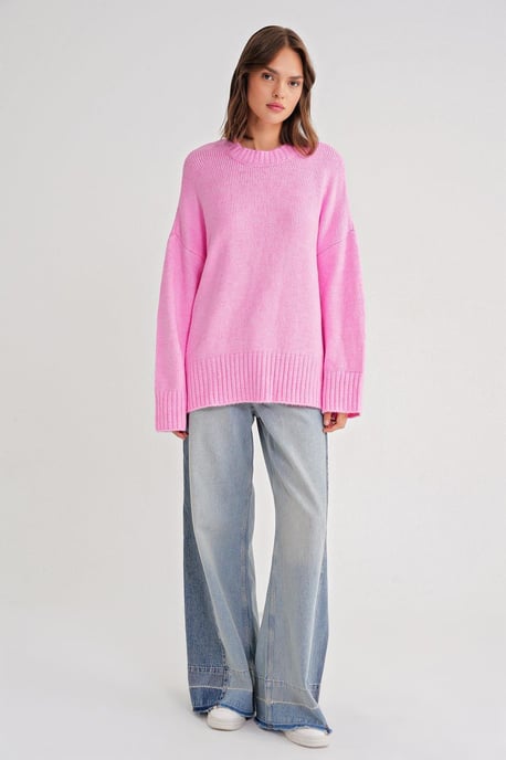 Oversized gerippter Strickpullover mit Rundhalsausschnitt - Image 2