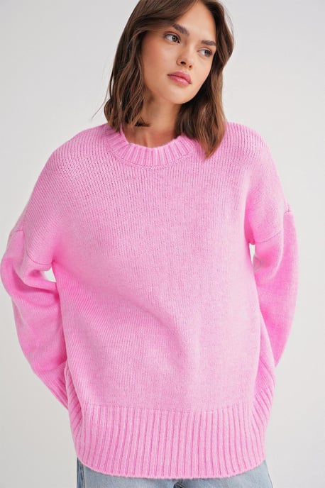 Oversized gerippter Strickpullover mit Rundhalsausschnitt - Image 4