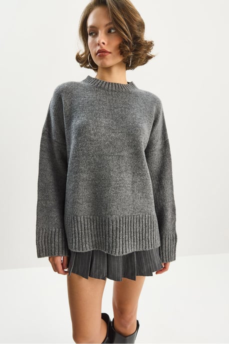 Texturiertes Oversize-Strickpullover mit Rundhalsausschnitt - Image 2