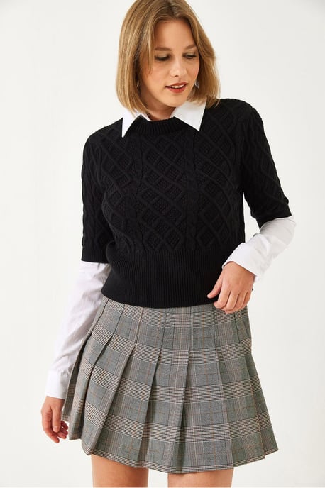 Strickpullover mit Struktur und Hemdkragen - Image 2