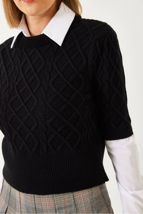 Strickpullover mit Struktur und Hemdkragen - Image 4