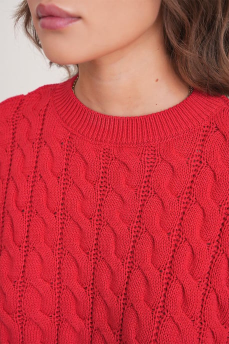 Kabelstrickmuster Rundhals-Pullover - Image 6