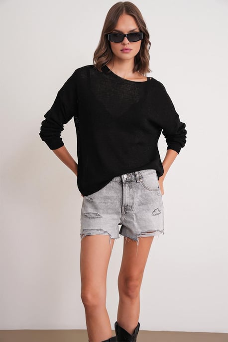 Übergroßer Bootsausschnitt-Strickpullover - Image 1