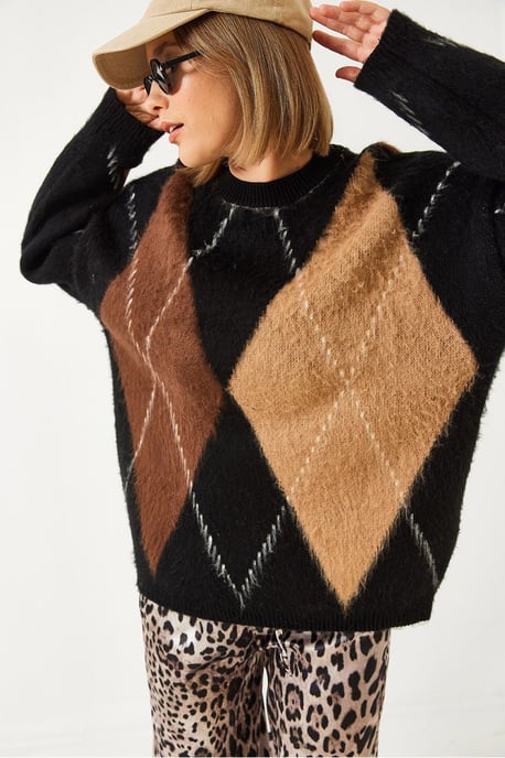 Übergroßer Pullover mit Diamantdruck - Image 2