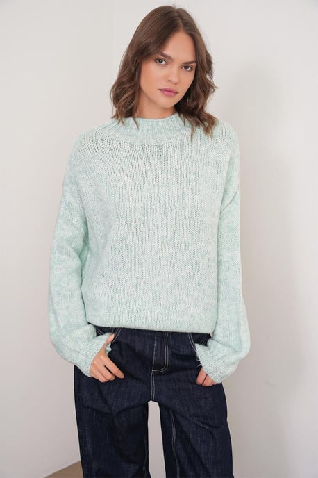 Lässiger Schnitt Rundhals Dickstrickpullover - Image 1