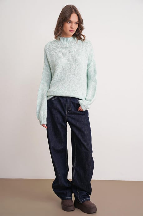Lässiger Schnitt Rundhals Dickstrickpullover - Image 2