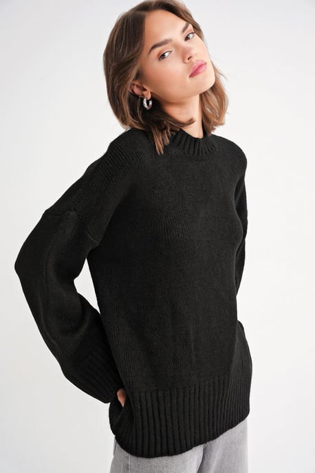 Übergroßer Rippstrickpullover mit Rundhalsausschnitt - Image 3