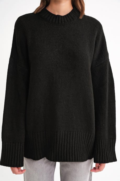 Übergroßer Rippstrickpullover mit Rundhalsausschnitt - Image 5