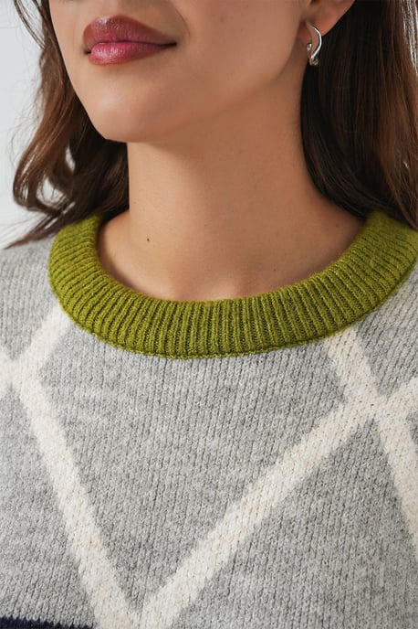 Übergroßer Gerippter Strickpullover mit Rundhalsausschnitt - Image 5