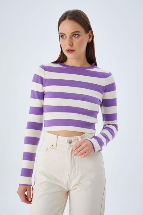 Gestreifter Strickpullover - Image 2